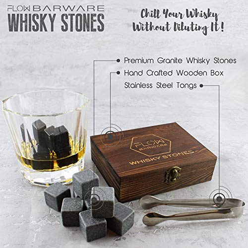 Whisky-Steine Geschenkset, stilvolle Holzbox, inklusive 9 Granit-Kühlsteinen, Eiszange und Aufbewahrungsbeutel Das ultimative Whiskygeschenk - 2