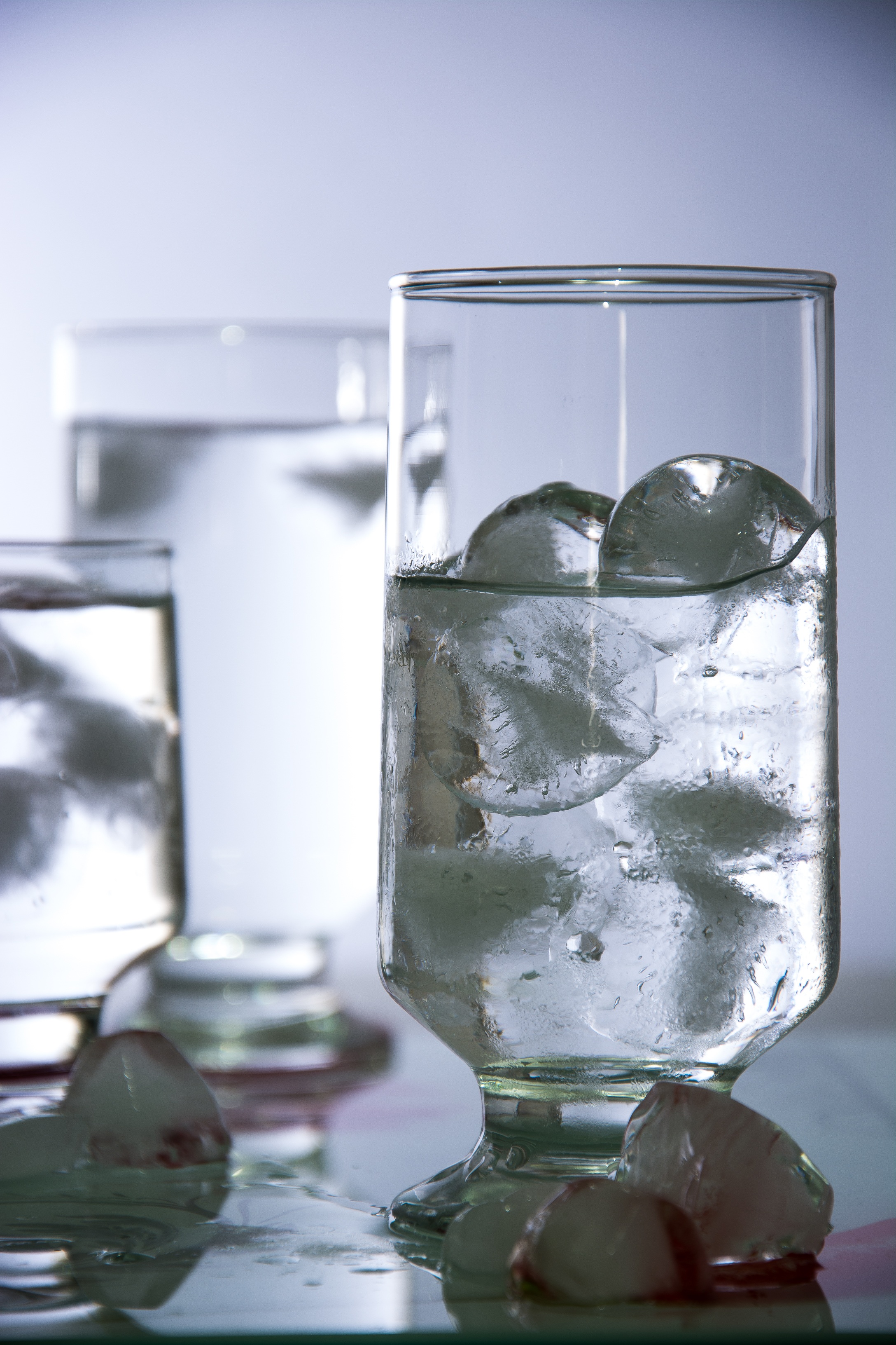 Real ice cubes in water